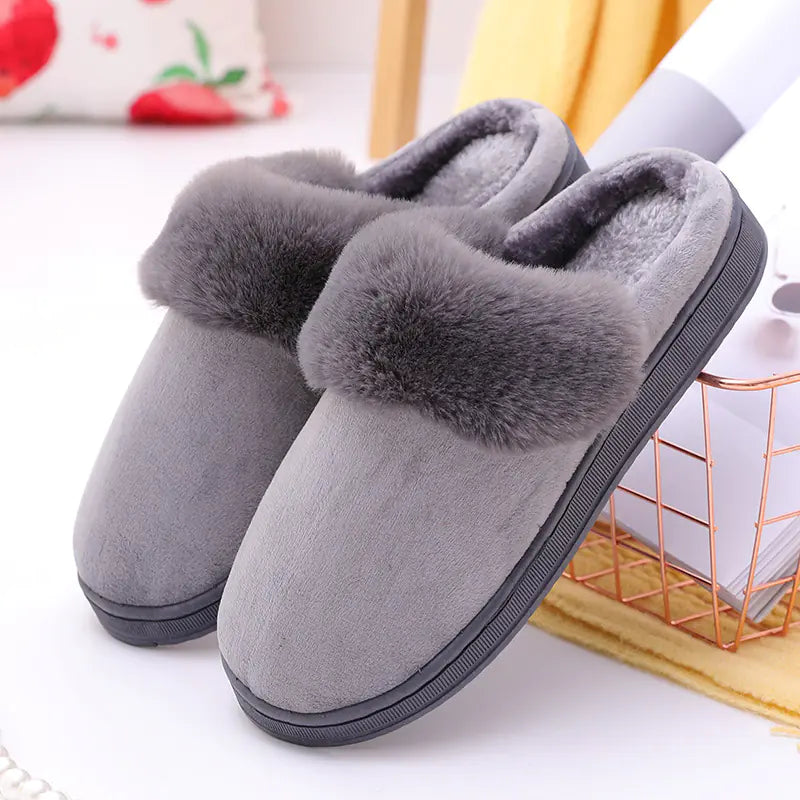 Plush Bunny Ear Cotton Slippers