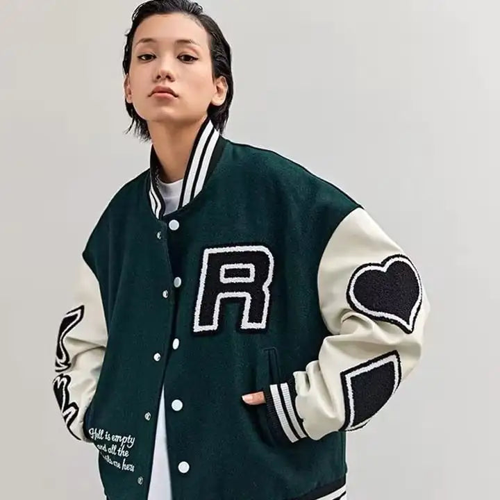Poker Embroidered Couples' Baseball Jacket