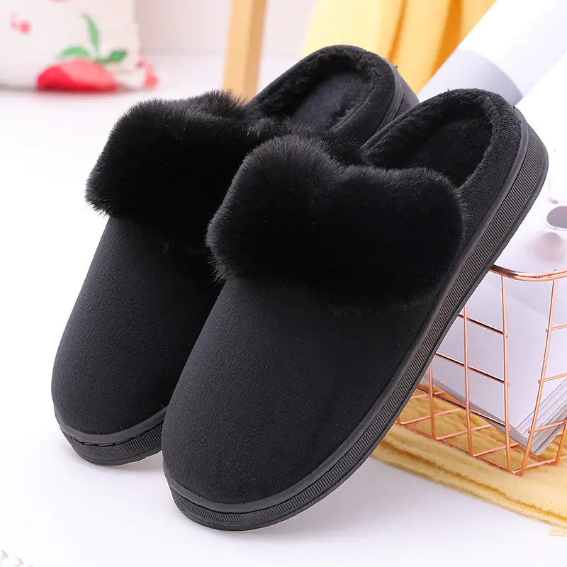 Plush Bunny Ear Cotton Slippers