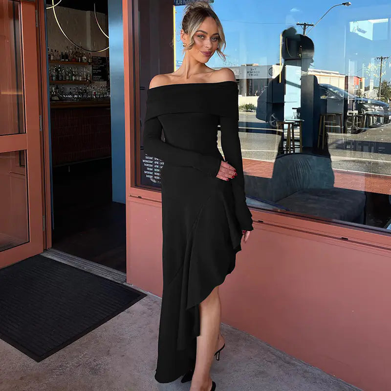 Asymmetric Off-Shoulder Dress